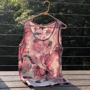 Flax Pink Sleeveless Tie Front Tank Top